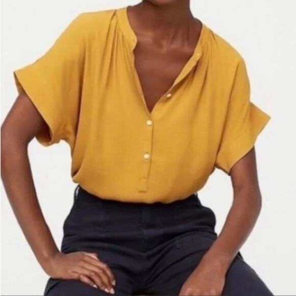 Madewell Central Drapey Popover Top Harvest Gold  Size S - Picture 1 of 8